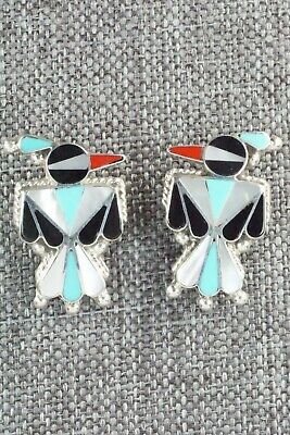 Multi Stone Inlay & Sterling Silver Earrings - Fabian Cellicion - High Lonesome Trading