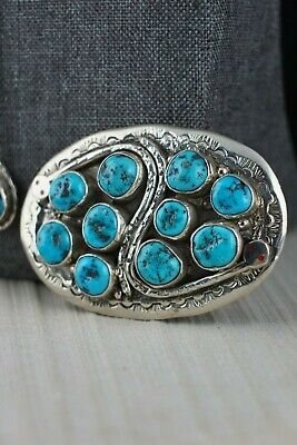 Zuni Turquoise & Sterling Silver Bolo Tie and Buckle - Jude Candelaria - High Lonesome Trading