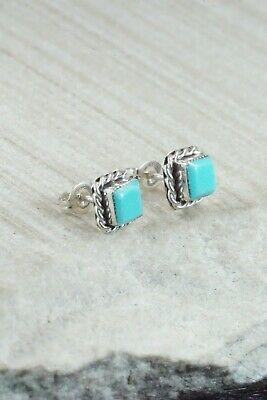 Turquoise and Sterling Silver Earrings - Geneva Chuyate - High Lonesome Trading