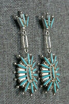 Zuni Turquoise & Sterling Silver Earrings - Colin Lalio - High Lonesome Trading