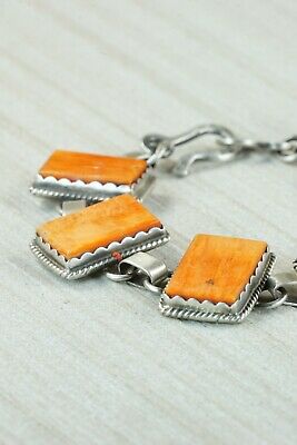 Navajo Spiny Oyster and Sterling Silver Link Bracelet - Selina Warner