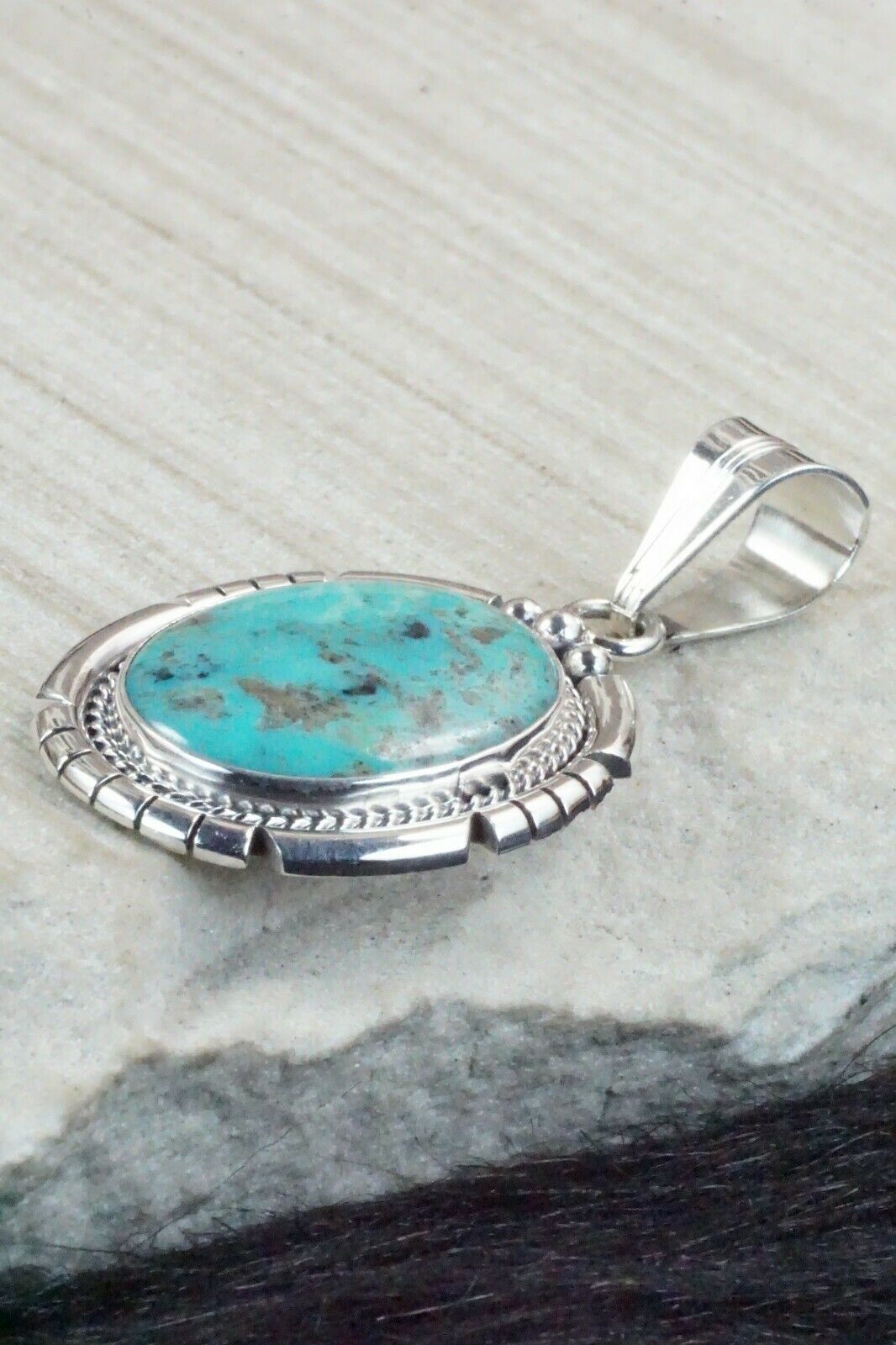 Turquoise & Sterling Silver Pendant - Samuel Yellowhair