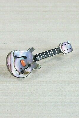 Zuni Abalone Guitar and Sterling Silver Pendant - Eric Lonjose - High Lonesome Trading