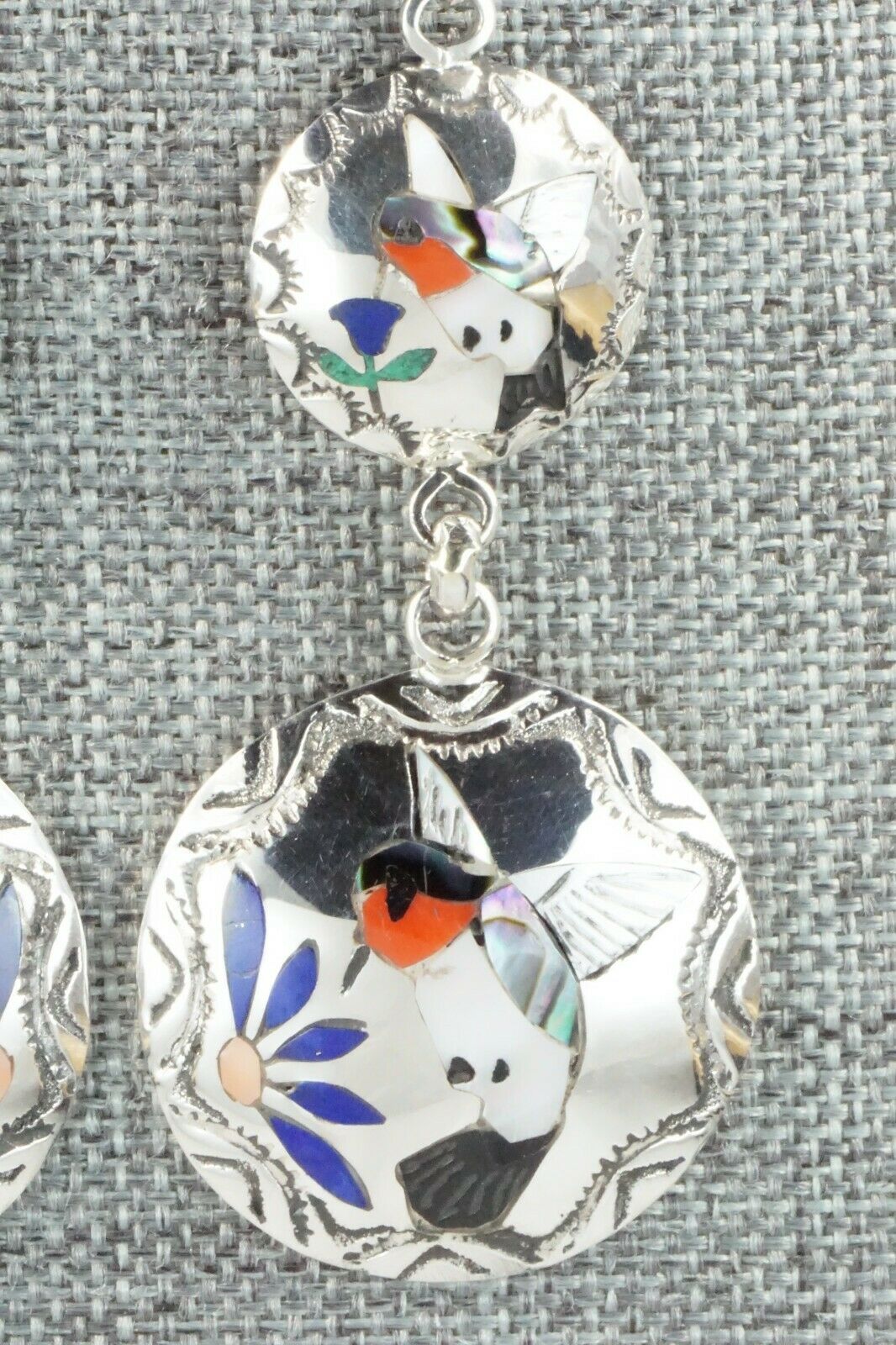 Multi Stone & Sterling Silver Earrings - Quintin Quam Sr.
