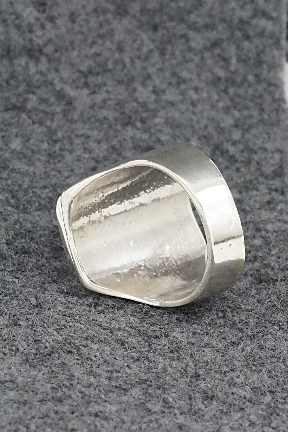 Turquoise & Sterling Silver Inlay Ring - Orena Leekya - Size 10