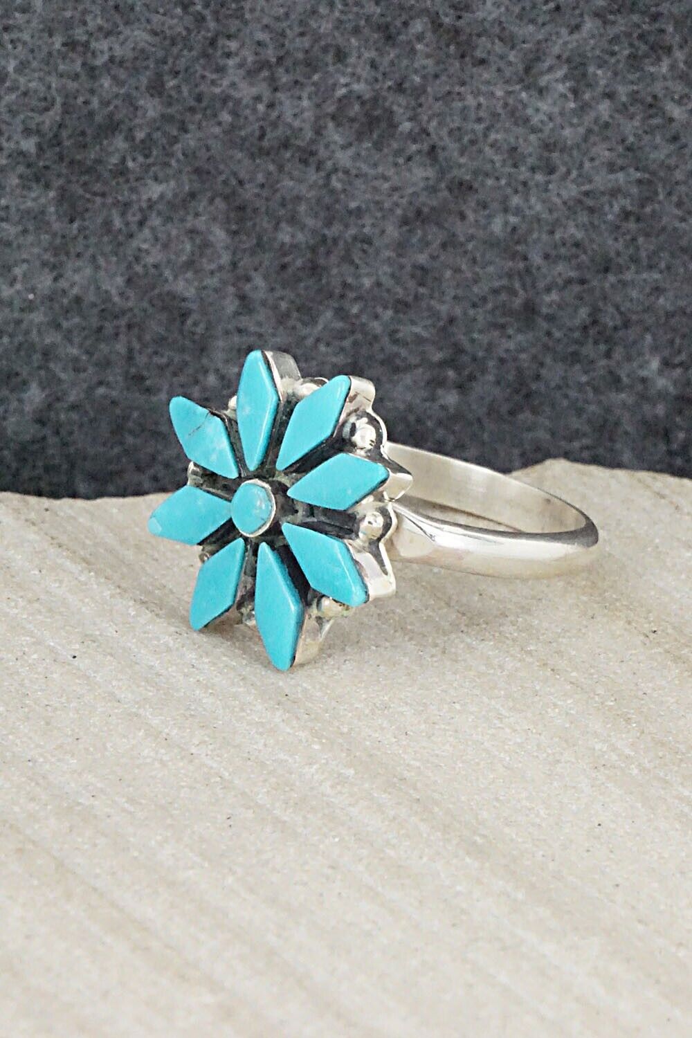 Turquoise & Sterling Silver Ring - Rose Kanteena - Size 9