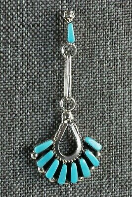 Zuni Turquoise & Sterling Silver Earrings - Carlene Hattie - High Lonesome Trading