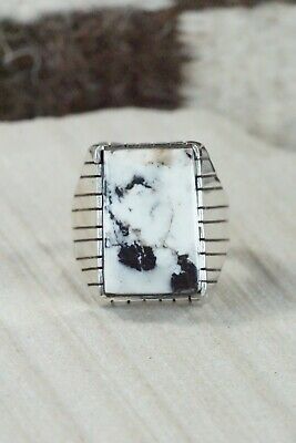 Navajo White Buffalo & Sterling Silver Ring - Ray Jack - Size 12.5