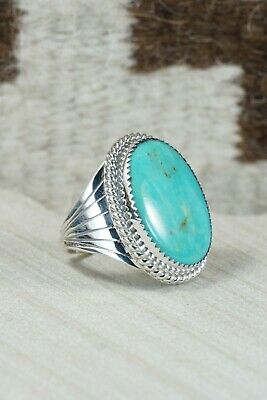 Navajo Turquoise and Sterling Silver Ring - Bobby Platero - 9.5