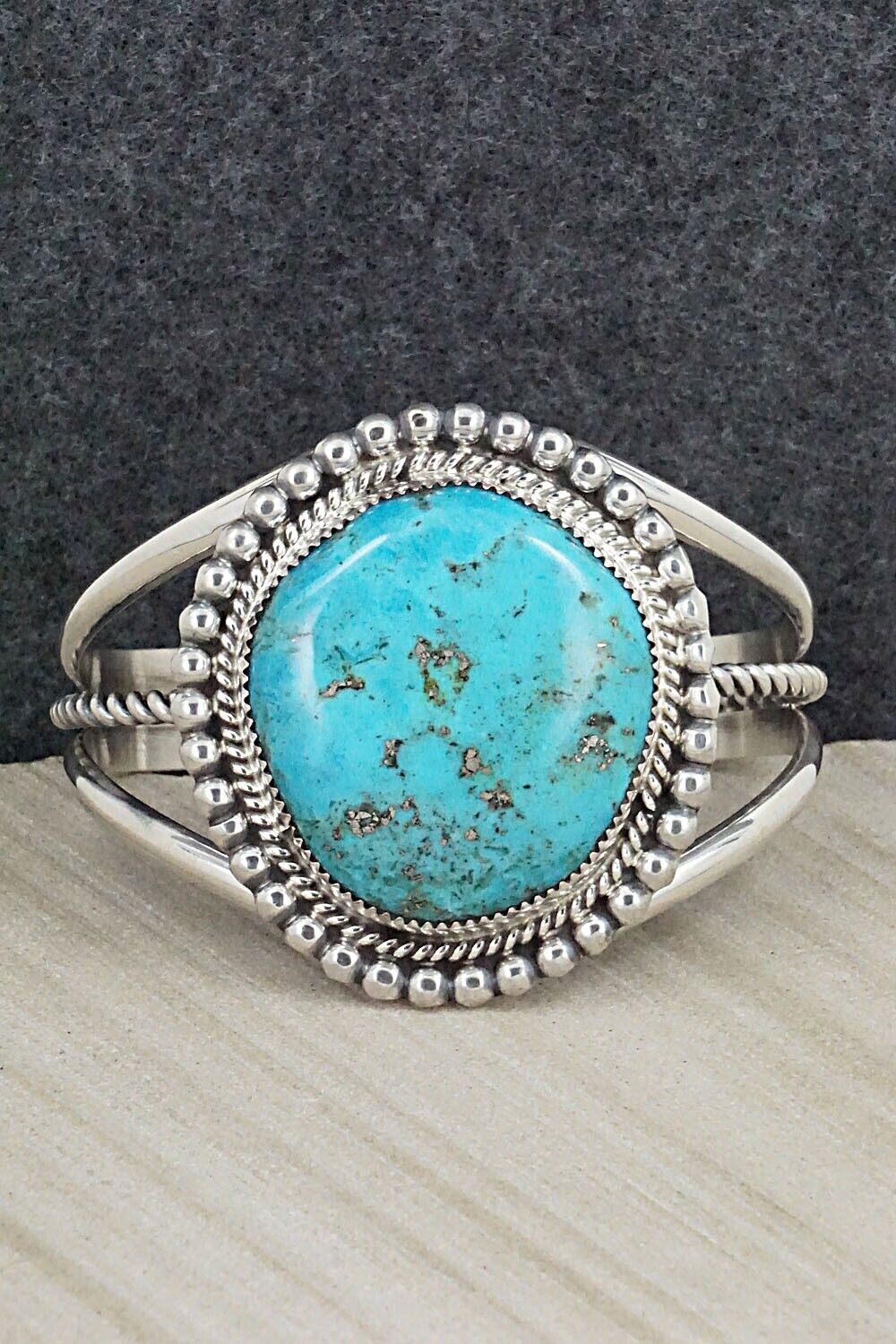 Turquoise & Sterling Silver Bracelet - Leslie Nez