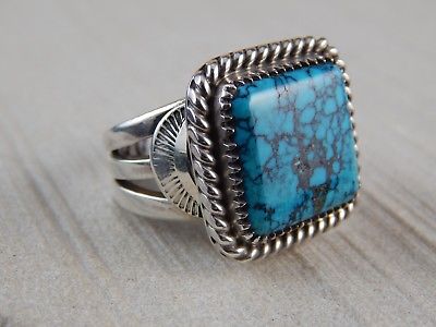Navajo Sterling Silver & Turquoise Ring - Lee Greyboots - High Lonesome Trading