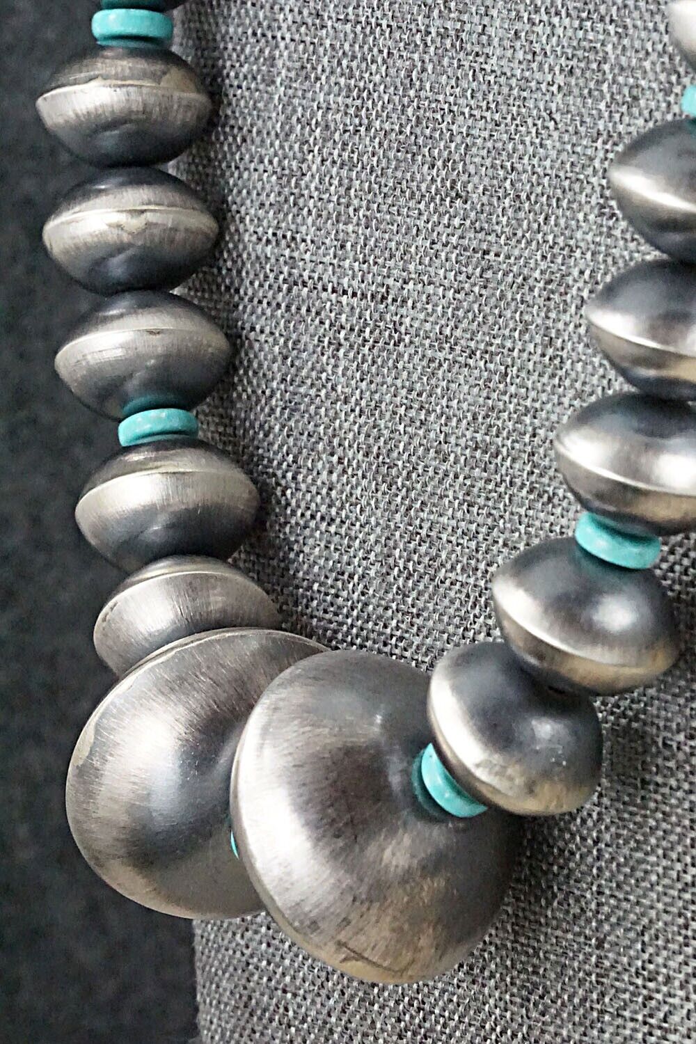 Turquoise and Navajo Pearl Sterling Silver Necklace Set - Sharon Nez Cooley