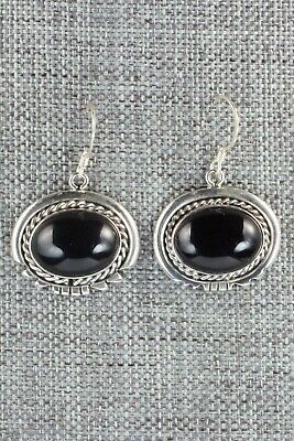 Onyx & Sterling Silver Earrings - Navajo