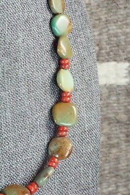 Turquoise, Coral & Sterling Silver Necklace - Navajo