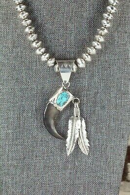 Turquoise, Sterling Silver Pendant & Navajo Pearl Necklace - Ernest Hawthorne