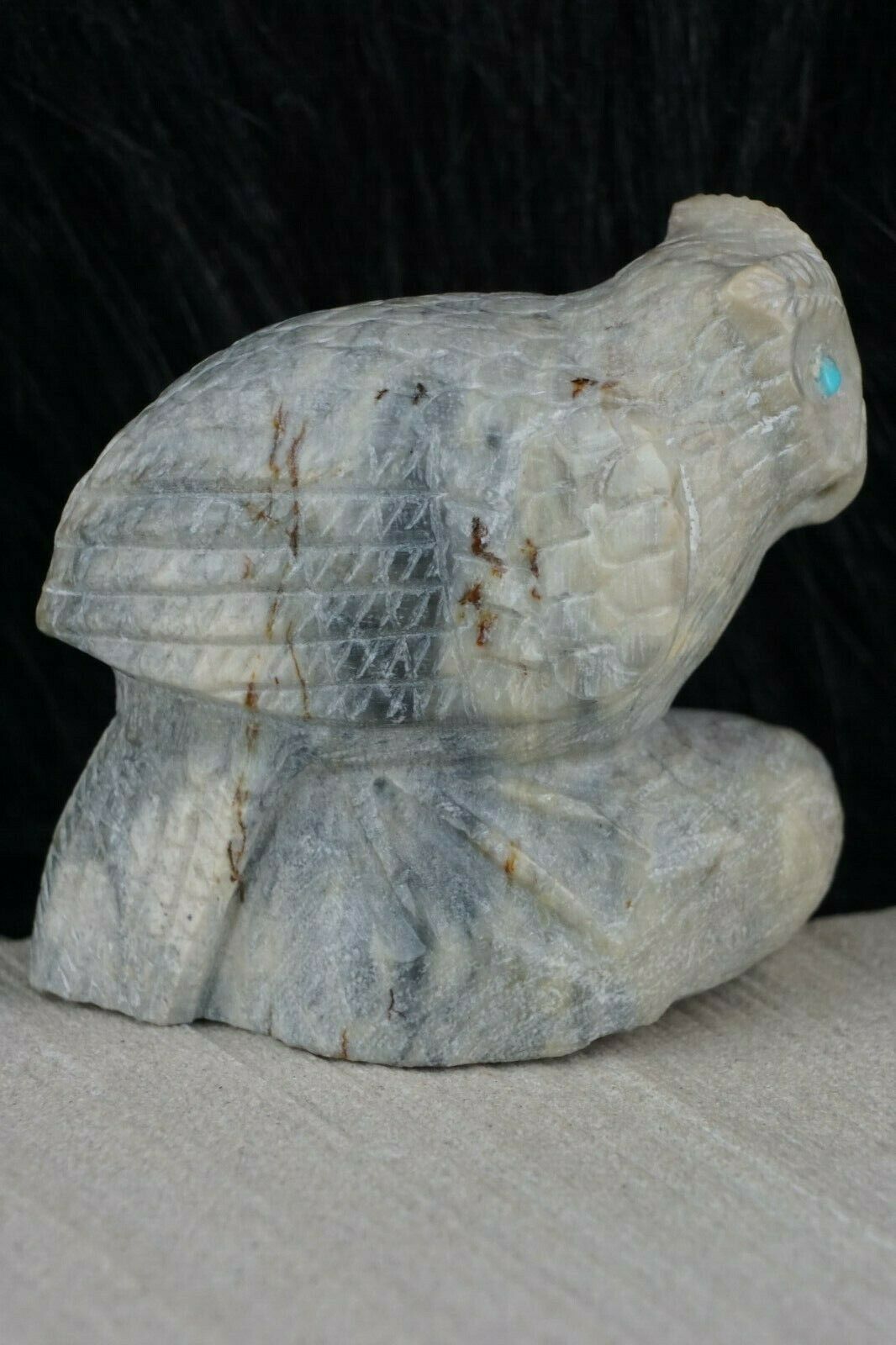 Owl Zuni Fetish Carving - Derrick Kaamasee - High Lonesome Trading
