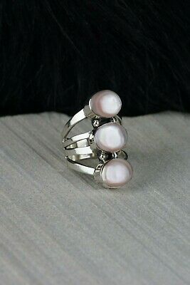 Navajo Pink Quartz and Sterling Silver Ring - Mike Smith - Size 6 - High Lonesome Trading