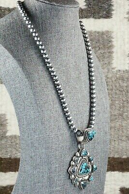 Turquoise and Sterling Silver Pendant & Necklace - Tom Lewis - High Lonesome Trading
