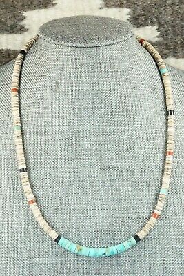 Turquoise, Shell & Jet Necklace - Torevia Crespin