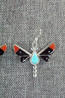 Multi Stone & Sterling Silver Inlay Earrings - Leavus Ahiyite