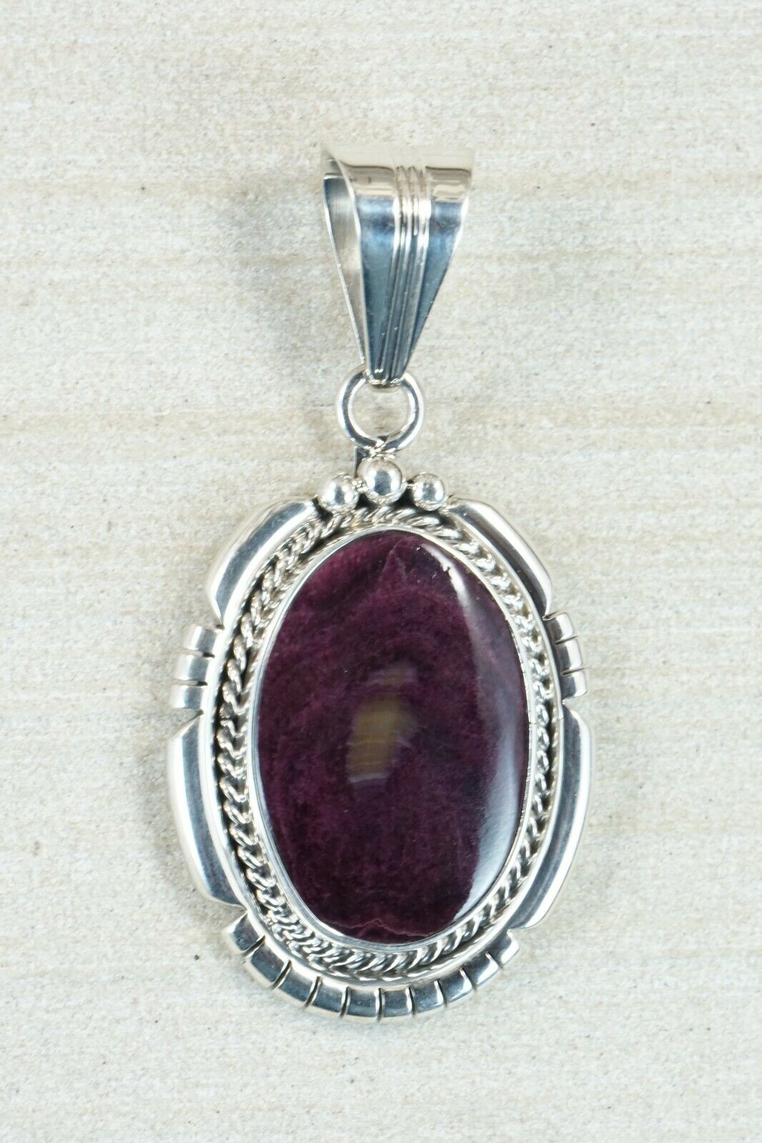 Navajo Spiny Oyster & Sterling Silver Pendant - Samuel Yellowhair