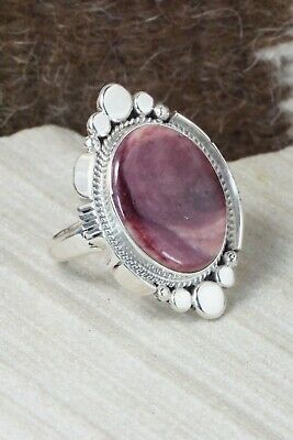 Spiny Oyster & Sterling Silver Ring - Daniel Benally - Size 9