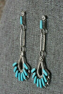 Zuni Turquoise & Sterling Silver Earrings - Carlene Hattie - High Lonesome Trading
