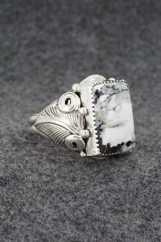 White Buffalo & Sterling Silver Ring - Darrell Morgan - Size 12.5