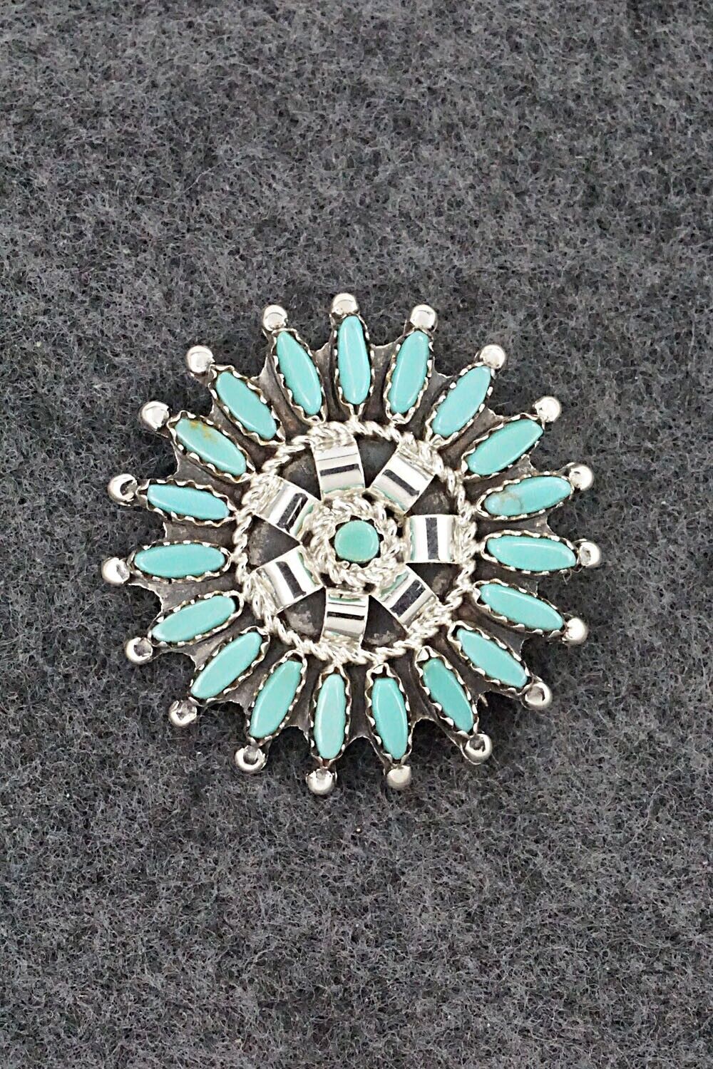 Turquoise & Sterling Silver Pendant/Pin - Nathaniel Nez
