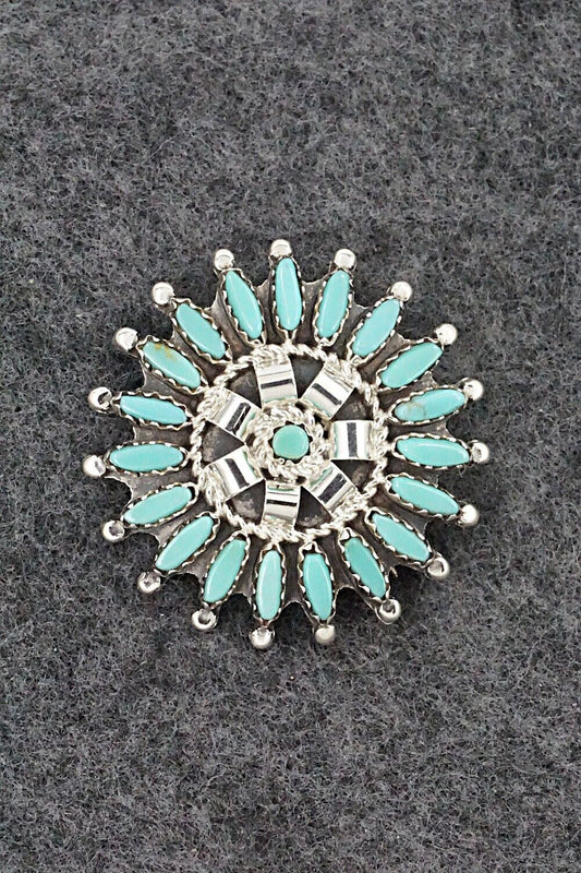 Turquoise & Sterling Silver Pendant/Pin - Nathaniel Nez
