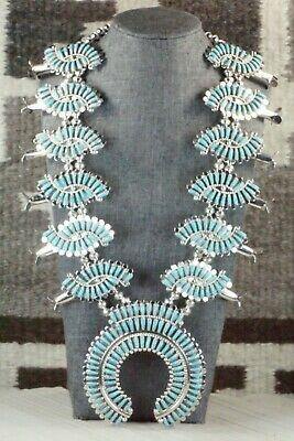 Turquoise & Sterling Silver Squash Blossom Set - Lavell Byjoe - High Lonesome Trading
