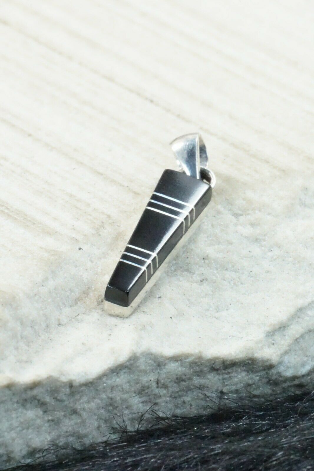 Onyx & Sterling Silver Pendant - MaDarrel Kallestewa