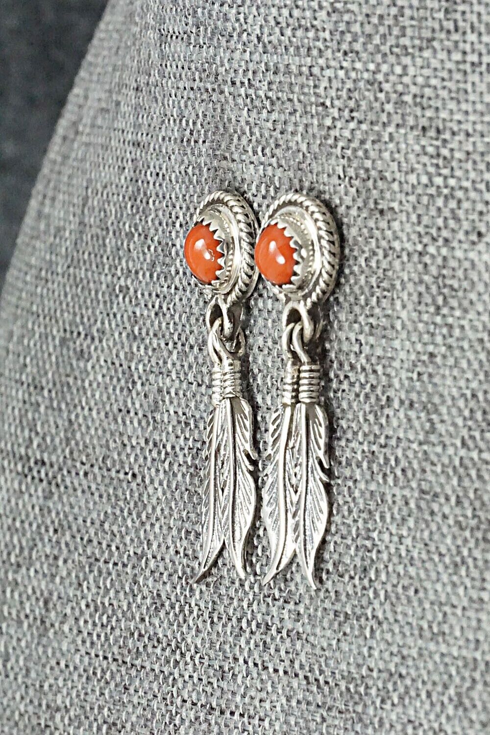 Coral & Sterling Silver Earrings - Sadie Jim