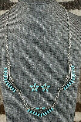 Zuni Turquoise & Sterling Silver Necklace & Earrings Set - Veronica Martza - High Lonesome Trading