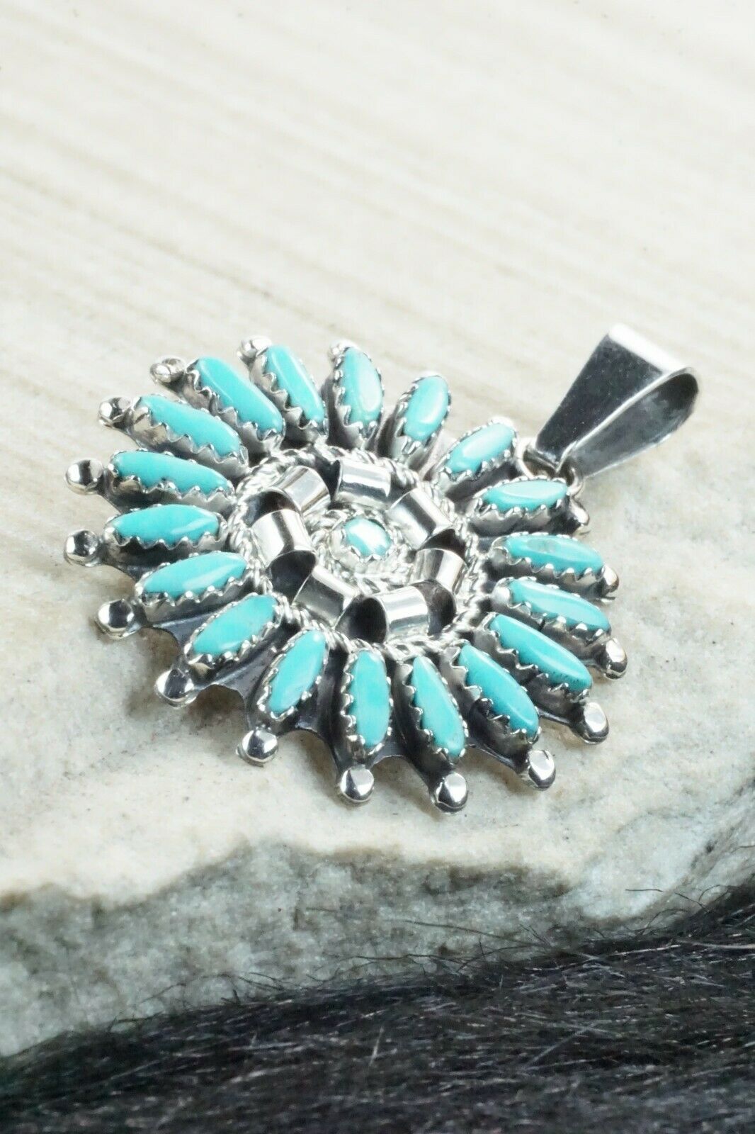 Turquoise & Sterling Silver Pendant - Nathaniel Nez