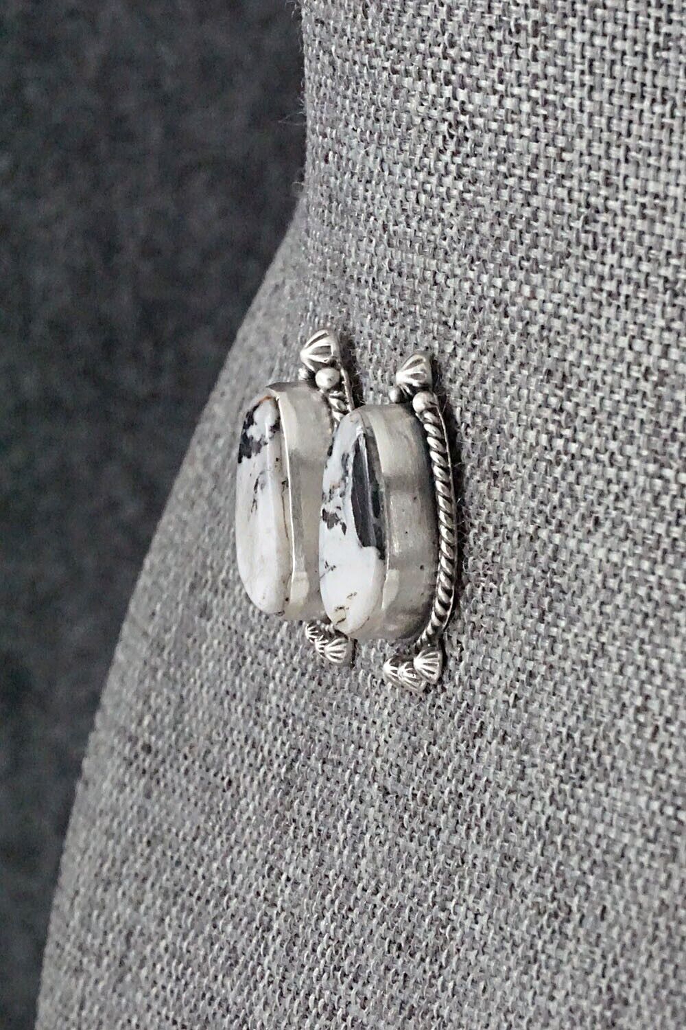 White Buffalo & Sterling Silver Earrings - Sheena Jack
