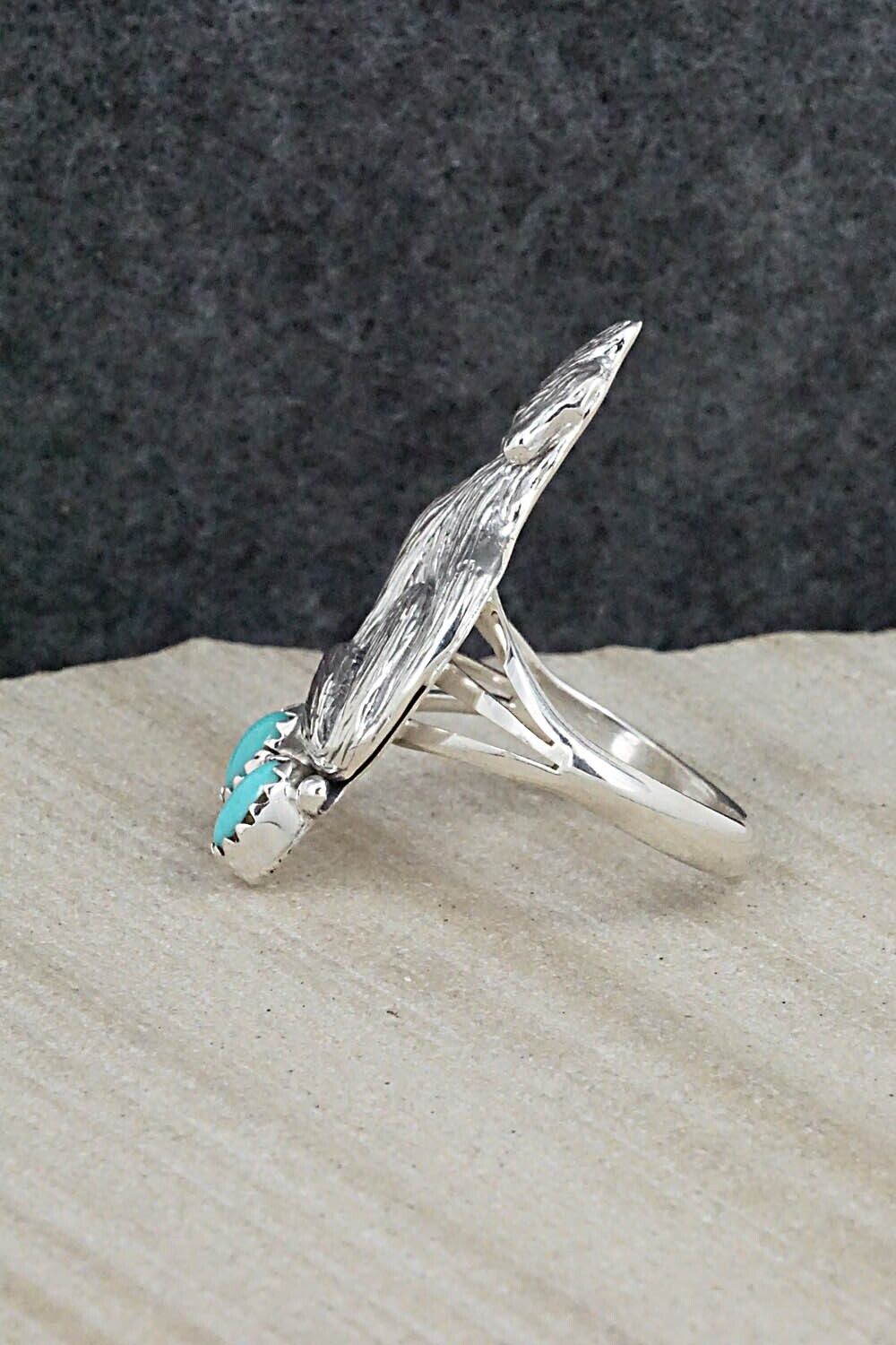 Turquoise & Sterling Silver Ring - Samuel Yellowhair - Size 8