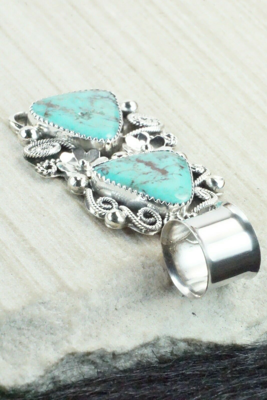 Turquoise and Sterling Silver Pendant - Shirley Largo