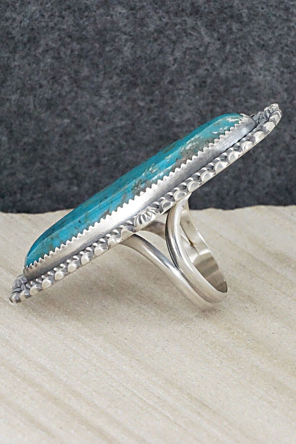 Turquoise & Sterling Silver Ring - Leslie Nez - Size 9.75