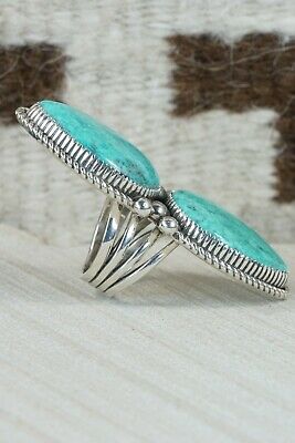 Navajo Turquoise and Sterling Silver Ring - Alvin Joe - Size 6.75