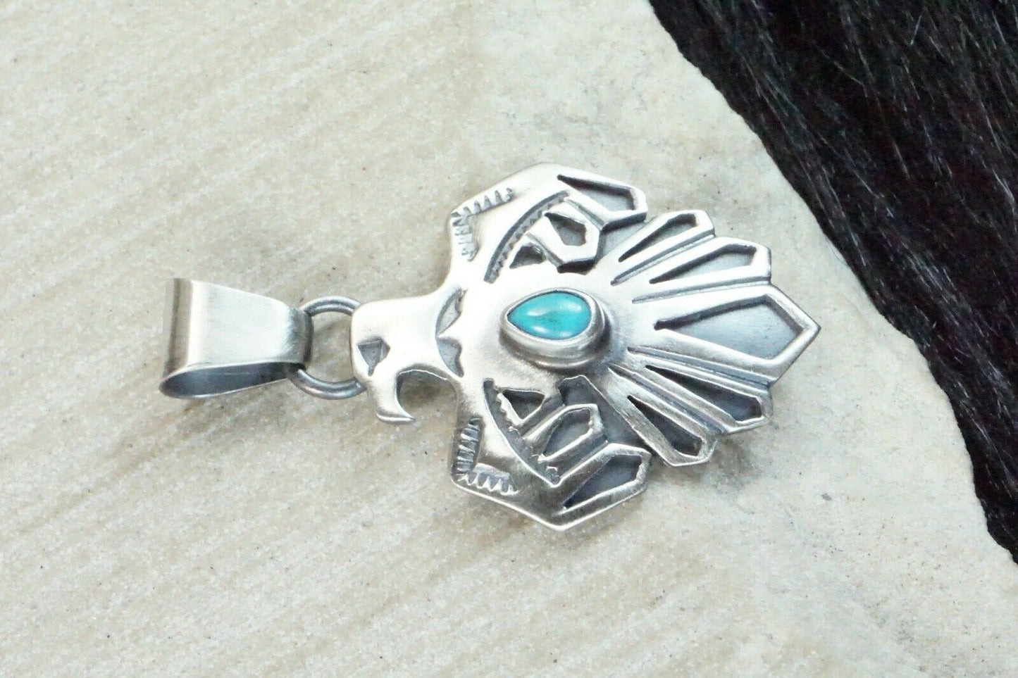 Turquoise and Sterling Silver Pendant - Annie Spencer - High Lonesome Trading