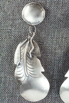 Sterling Silver Feather Earrings - Gabrielle Yazzie - High Lonesome Trading
