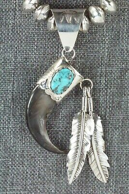 Turquoise, Sterling Silver Pendant & Navajo Pearl Necklace - Ernest Hawthorne