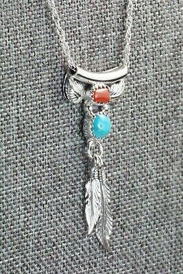 Turquoise, Coral & Sterling Silver Necklace - Sharon McCarthy