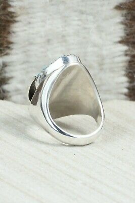 Turquoise, Coral & Sterling Silver Ring - Lyolita Tsattie - Size 6.5