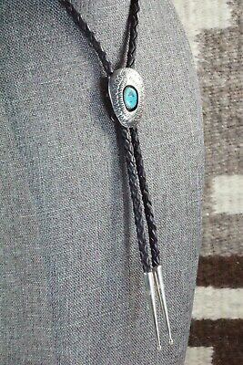 Turquoise & Sterling Silver Bolo Tie - Shirley Skeets