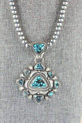 Turquoise and Sterling Silver Pendant & Necklace - Tom Lewis