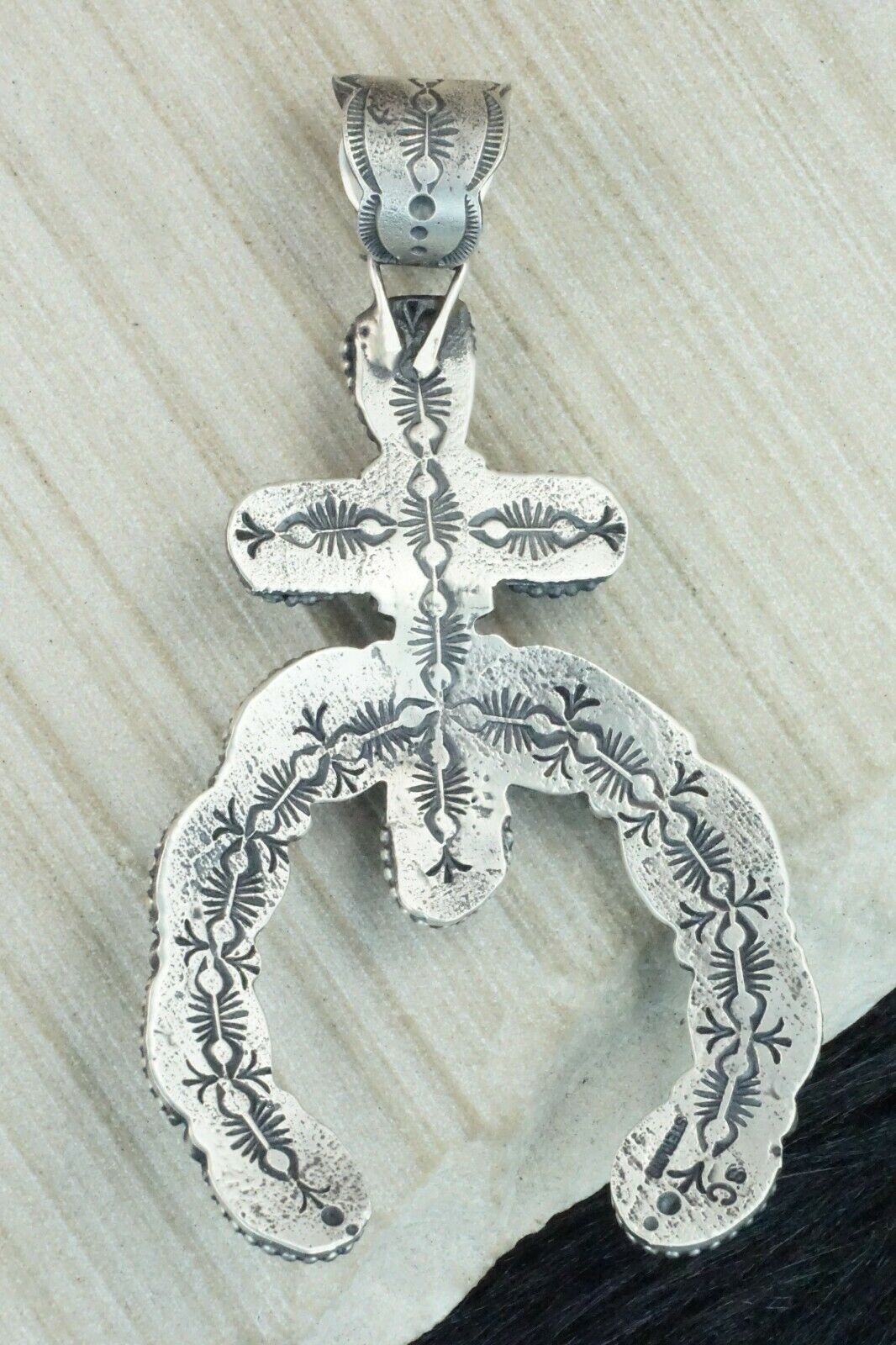 Turquoise, Coral & Sterling Silver Pendant - Shawn Cayatineto