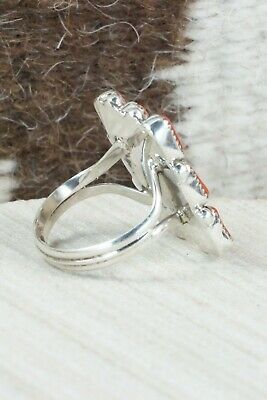Coral & Sterling Silver Ring - Priscilla Reeder - Size 8.5