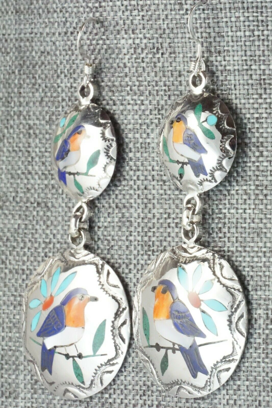 Multi Stone & Sterling Silver Earrings - Quintin Quam Sr.